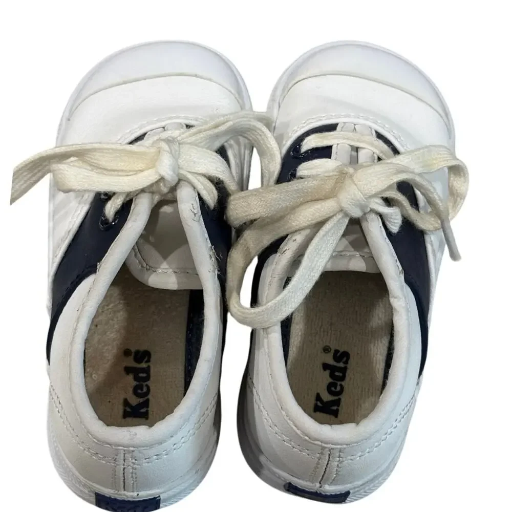 Keds Kids 6c Champ Lace School Days Saddle Shoes White Navy Blue Retro Sneakers